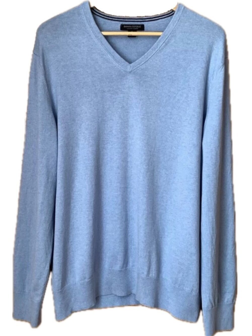 BANANA REPUBLIC Silk Cashmere Blend V-Neck Sweater Light Blue XL